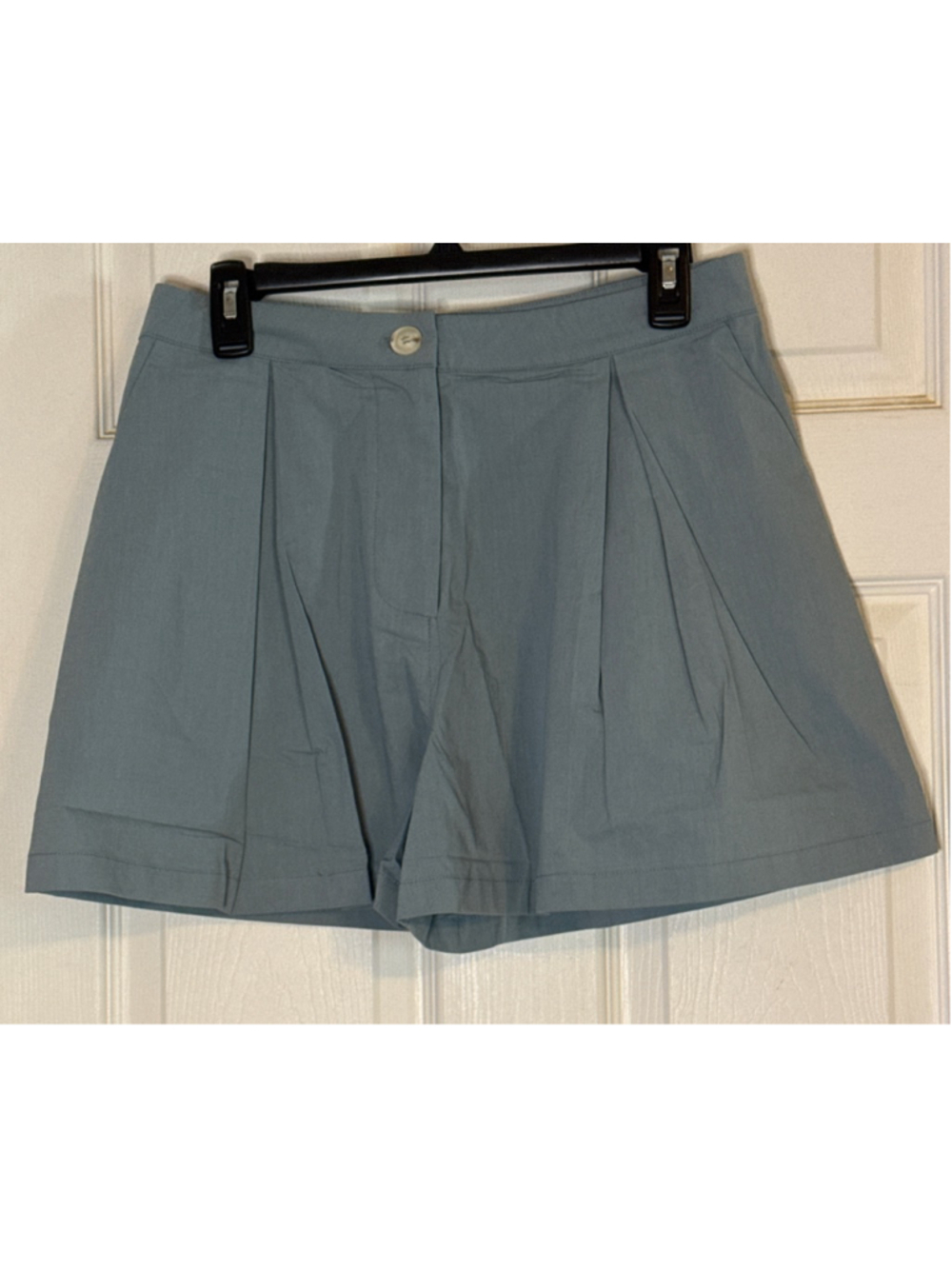 easel High Waist Pleated Light Blue Shorts